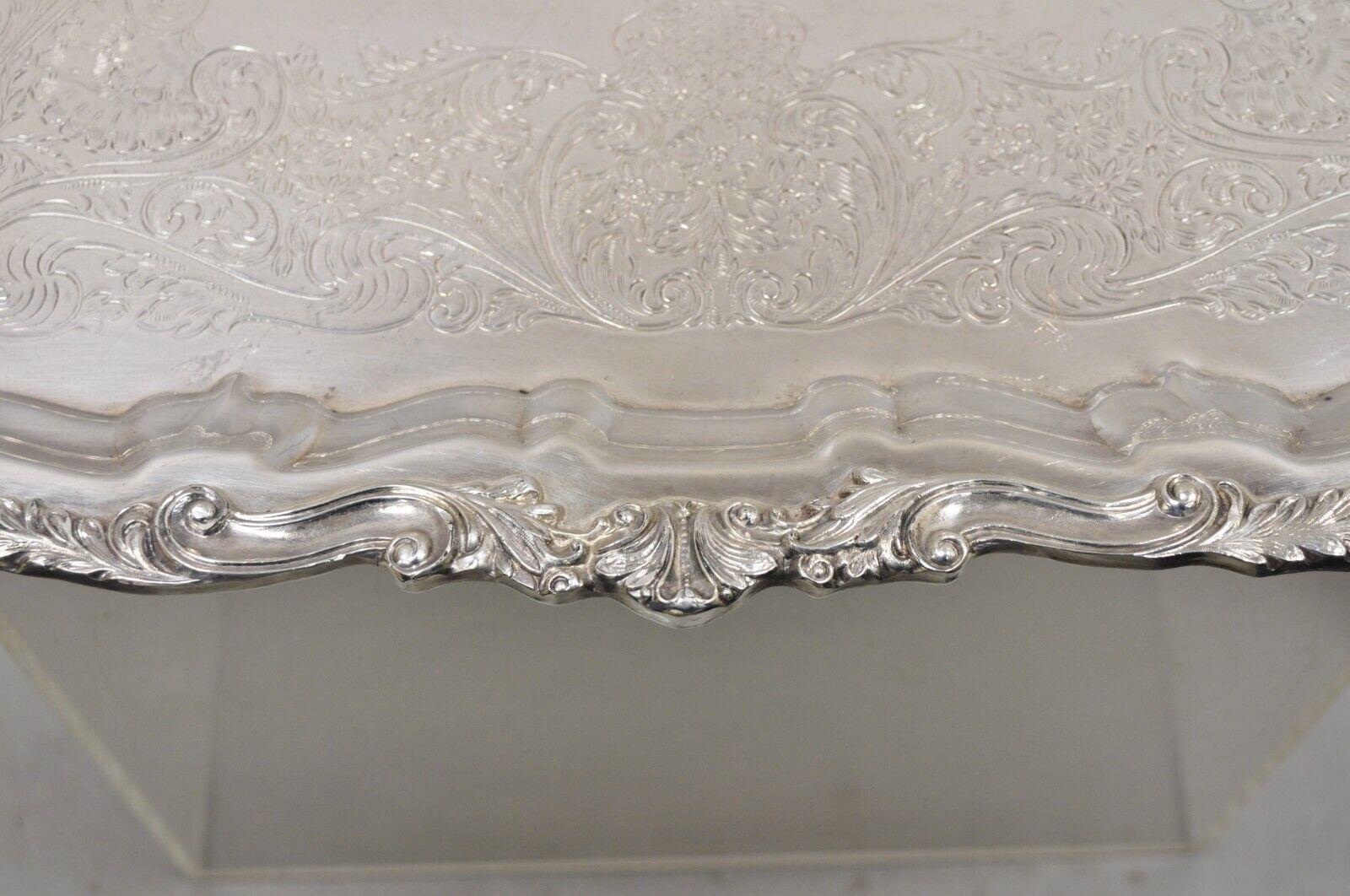 Vintage Sheridan Victorian Silver Plated Large Twin Handle Serving Platter Tray 4