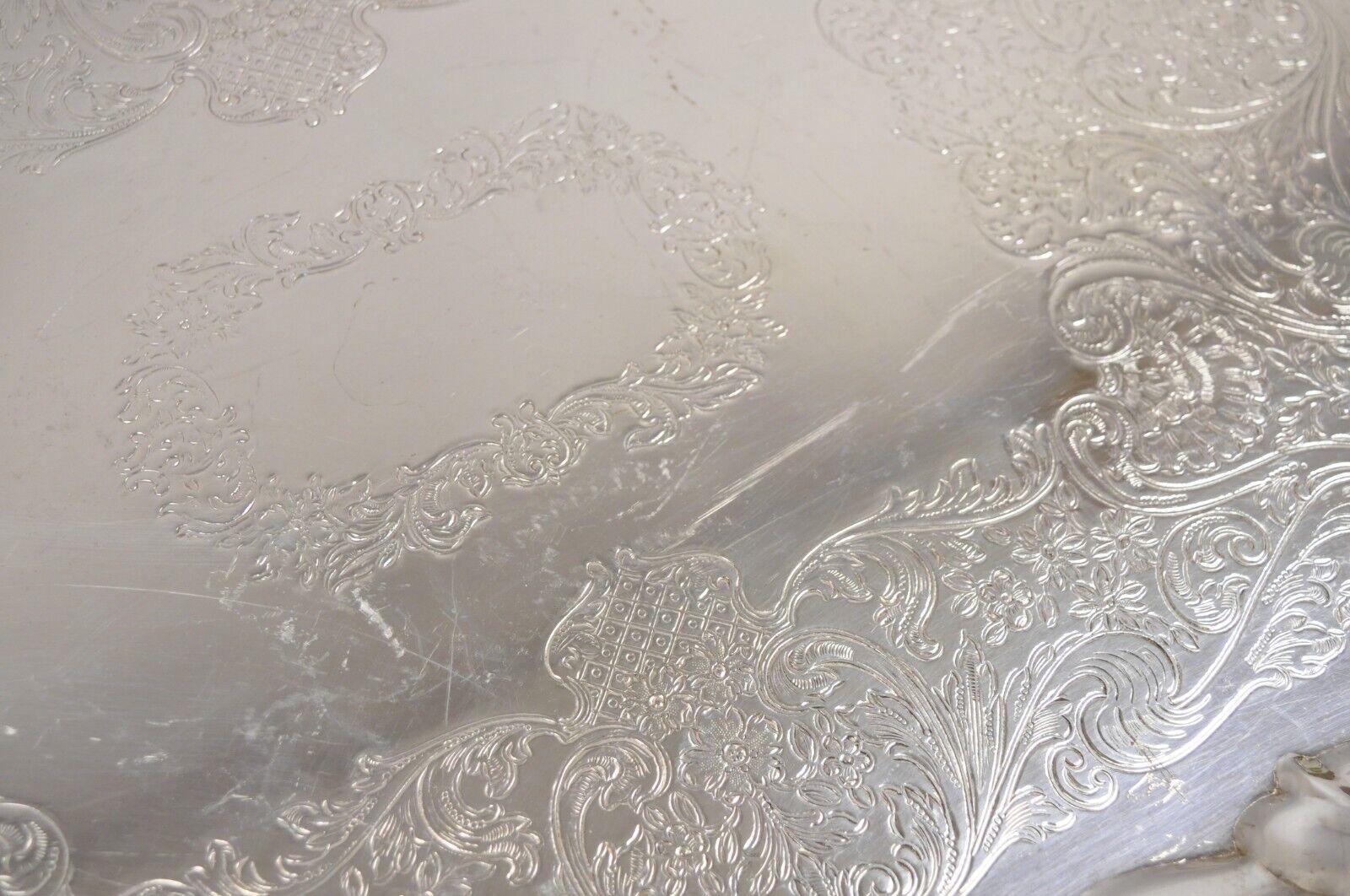 20th Century Vintage Sheridan Victorian Silver Plated Large Twin Handle Serving Platter Tray