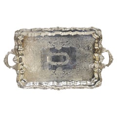 Vintage Sheridan Victorian Silver Plated Large Twin Handle Serving Platter Tray