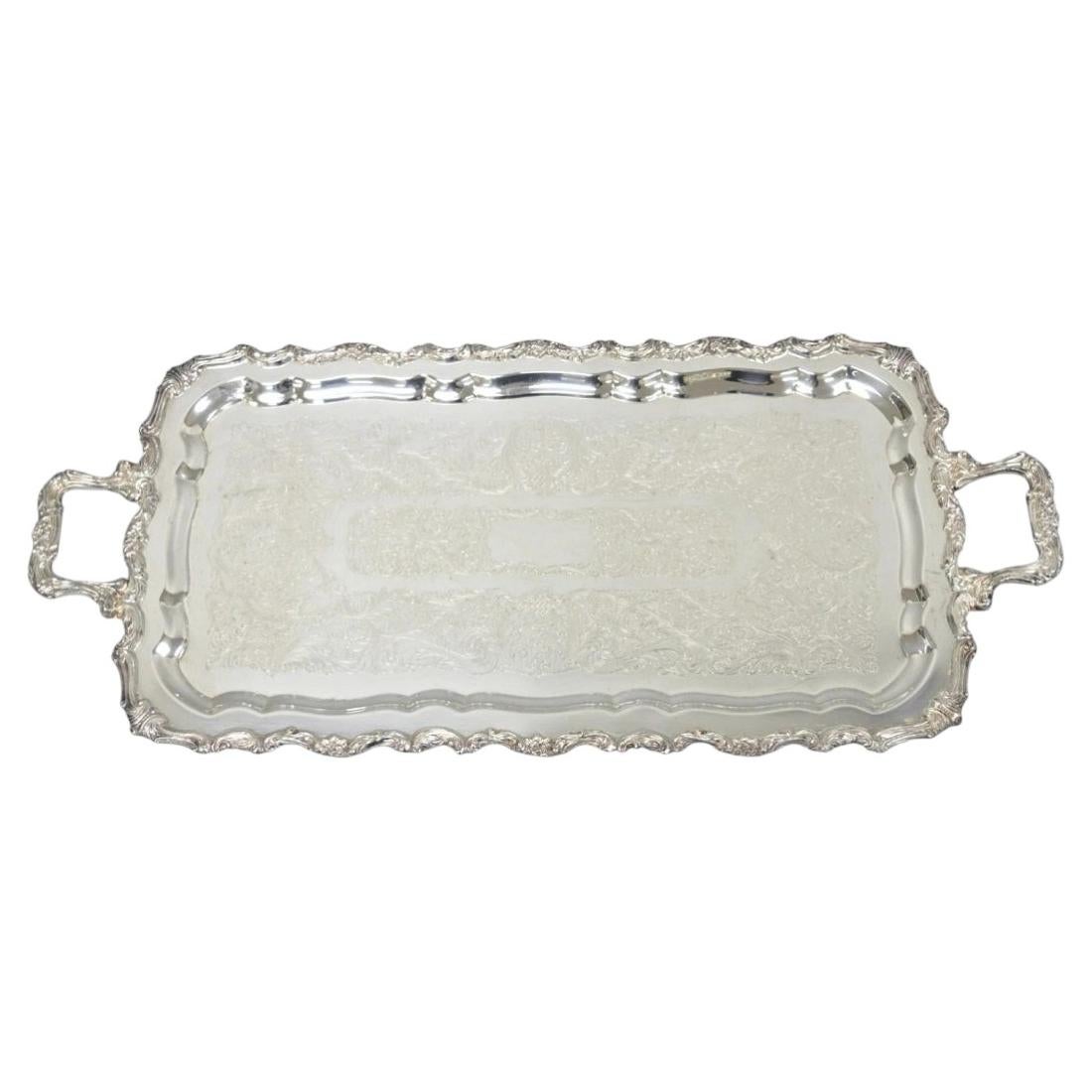 Vintage Sheridan Victorian Silver Plated Narrow Footed Serving Platter Bar Tray