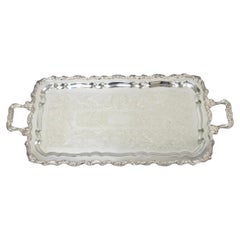 Vintage Sheridan Victorian Silver Plated Narrow Footed Serving Platter Bar Tray