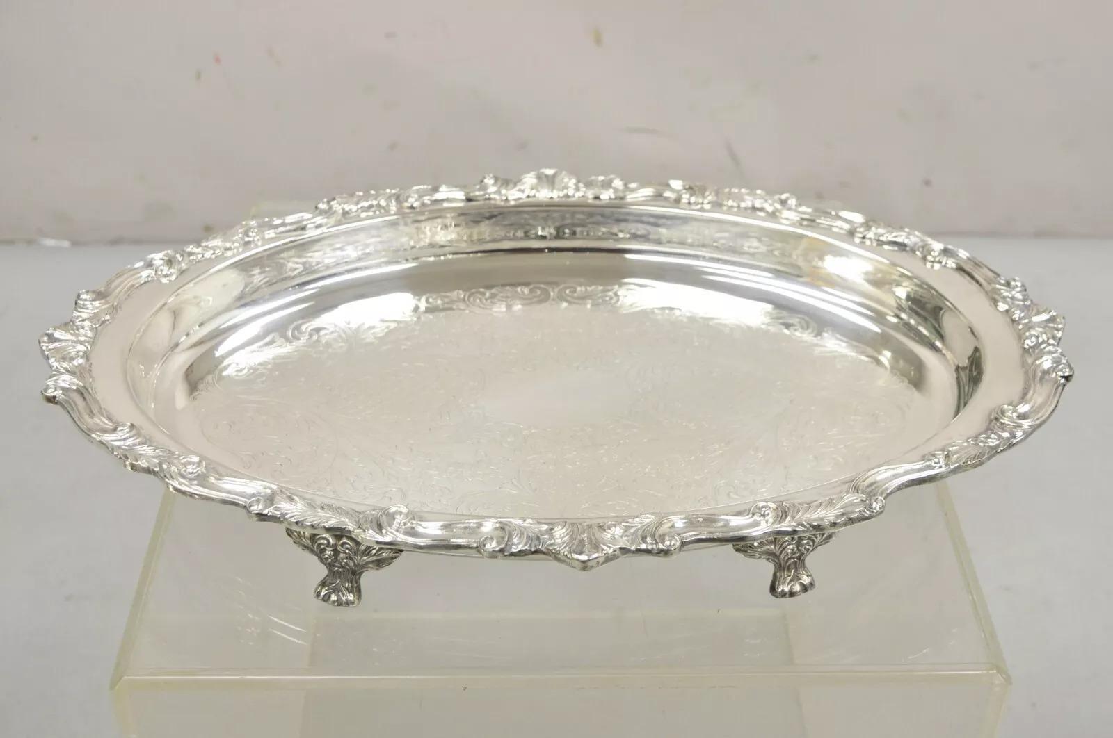 Plat de service ovale de style victorien Sheridan plaqué argent en vente 3