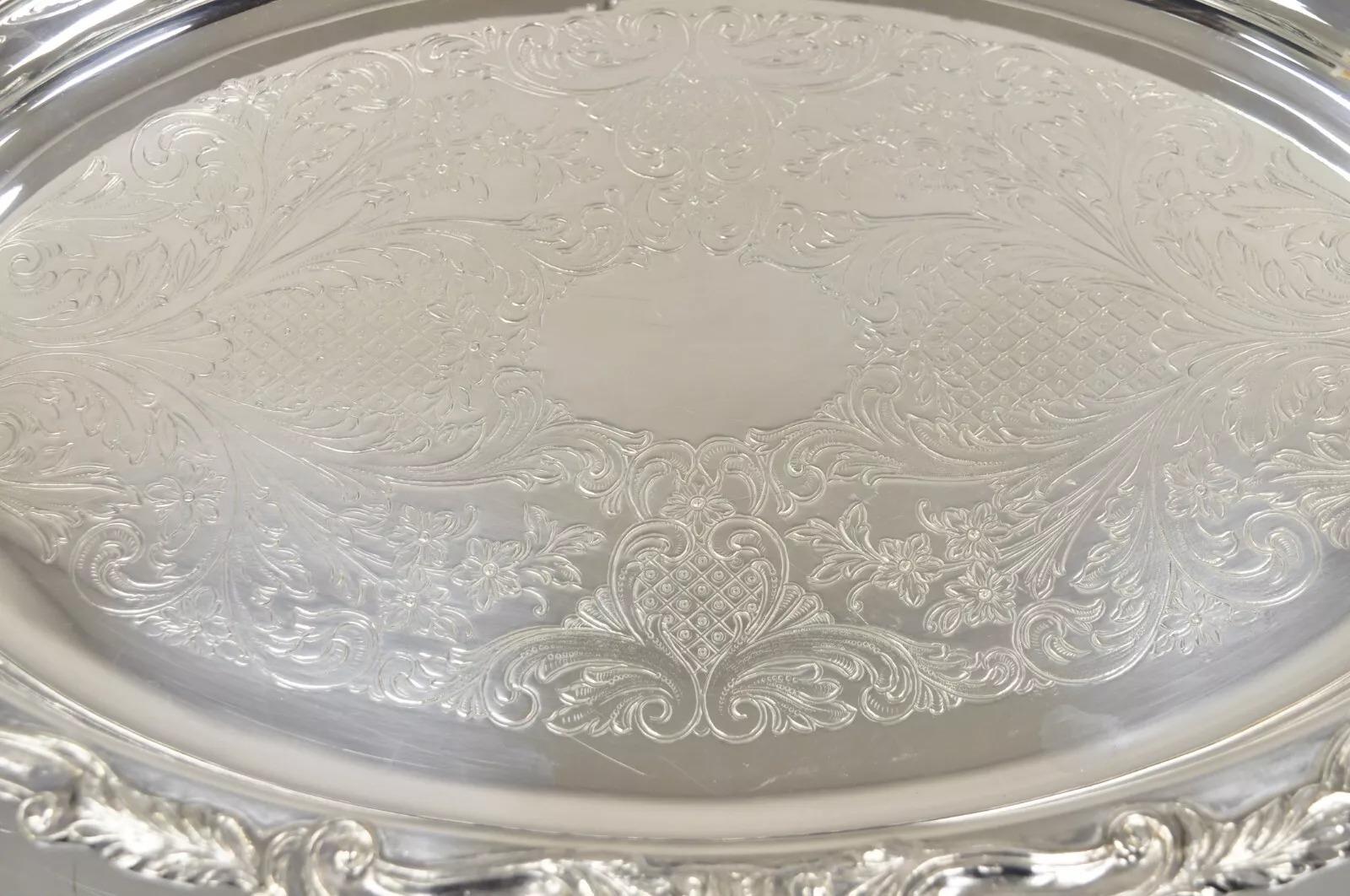 Plat de service ovale de style victorien Sheridan plaqué argent Bon état - En vente à Philadelphia, PA