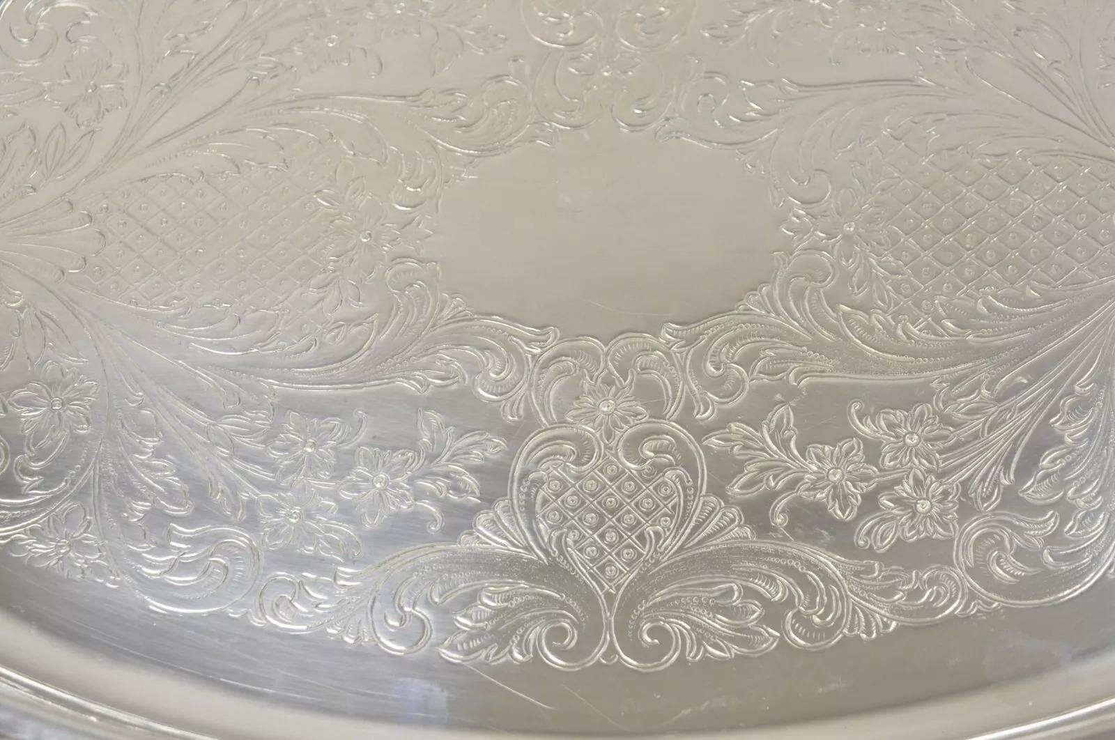 20ième siècle Plat de service ovale de style victorien Sheridan plaqué argent en vente