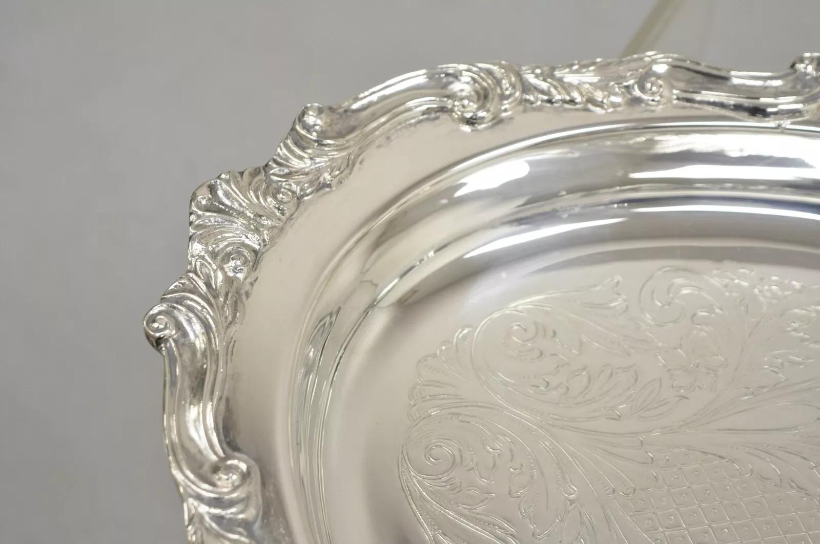 Plaqué argent Plat de service ovale de style victorien Sheridan plaqué argent en vente