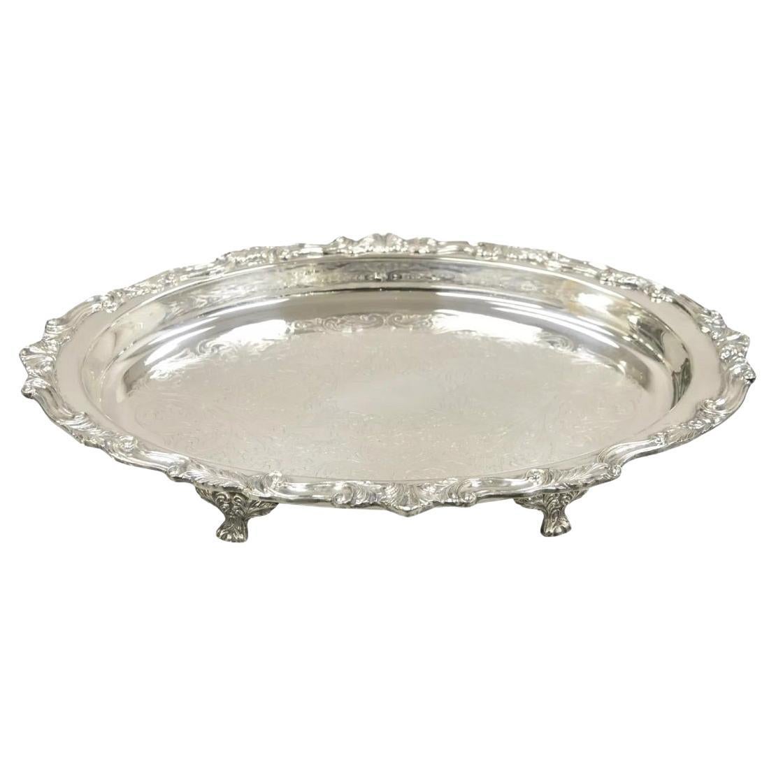 Vintage Sheridan Victorian Silver Plated Oval Deep Serving Platter Dish