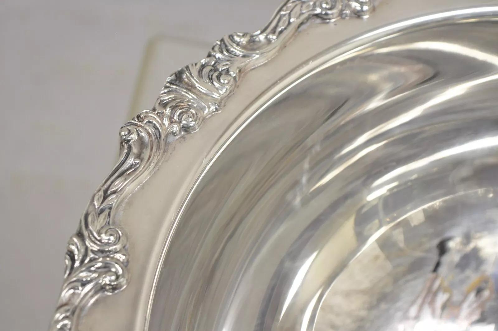 Vintage Sheridan Victorian Style Silver Plated Footed Punch Bowl Engraved 6