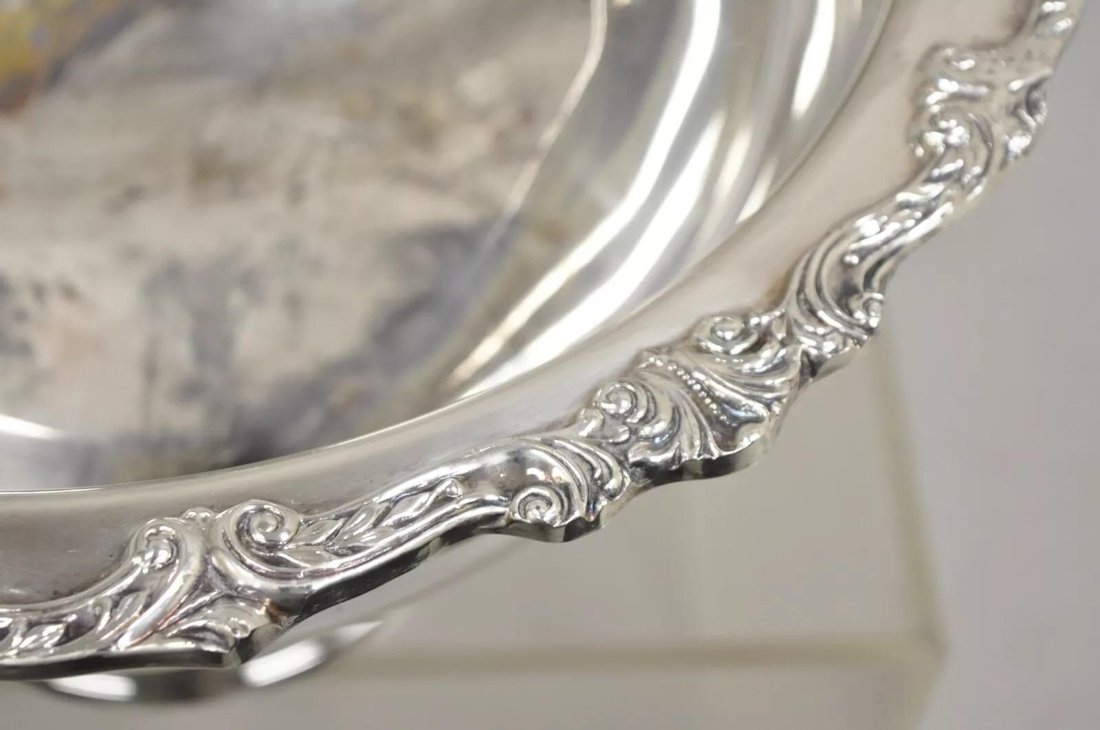 20th Century Vintage Sheridan Victorian Style Silver Plated Footed Punch Bowl Engraved