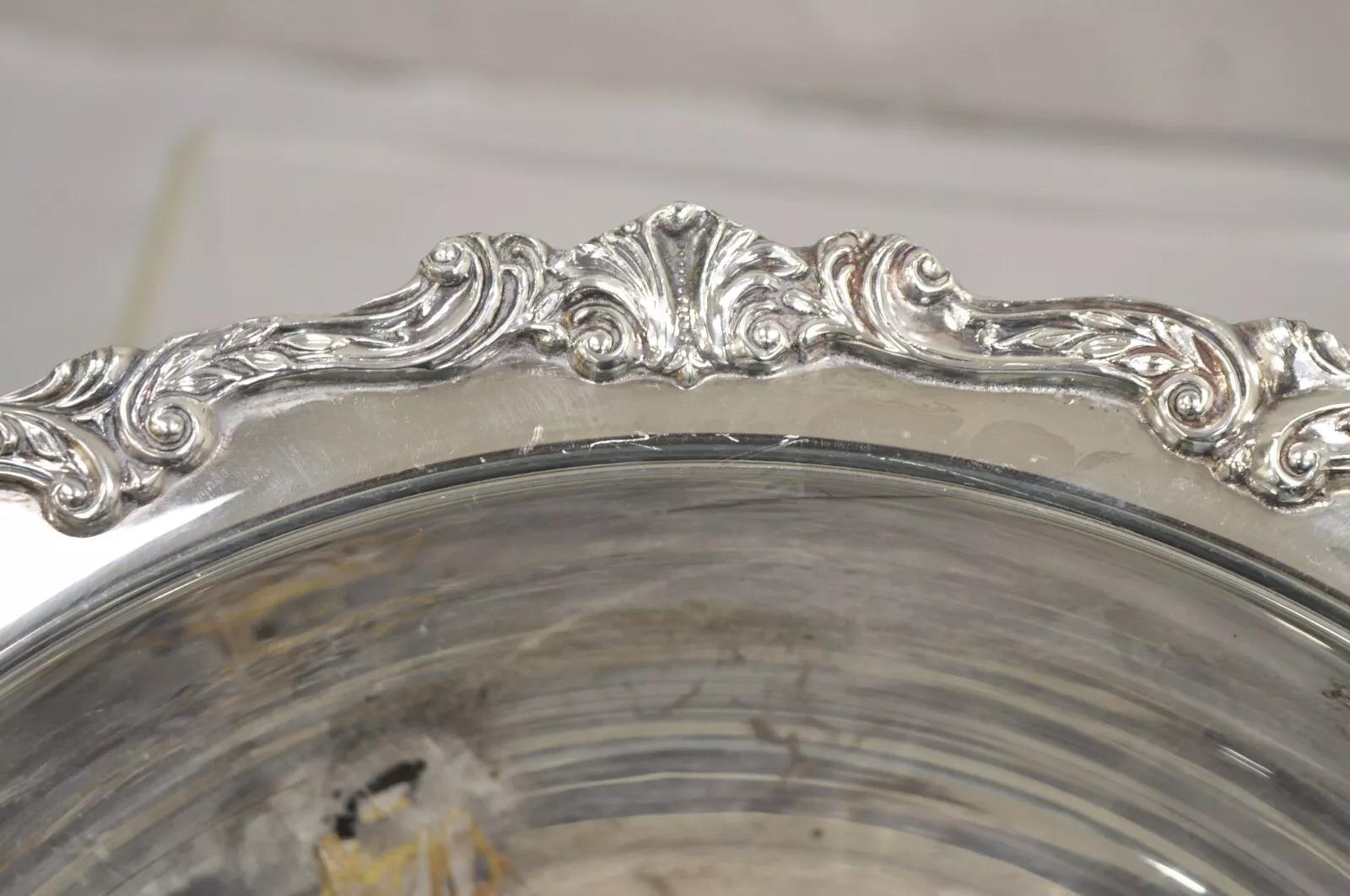 Vintage Sheridan Victorian Style Silver Plated Footed Punch Bowl Engraved 3
