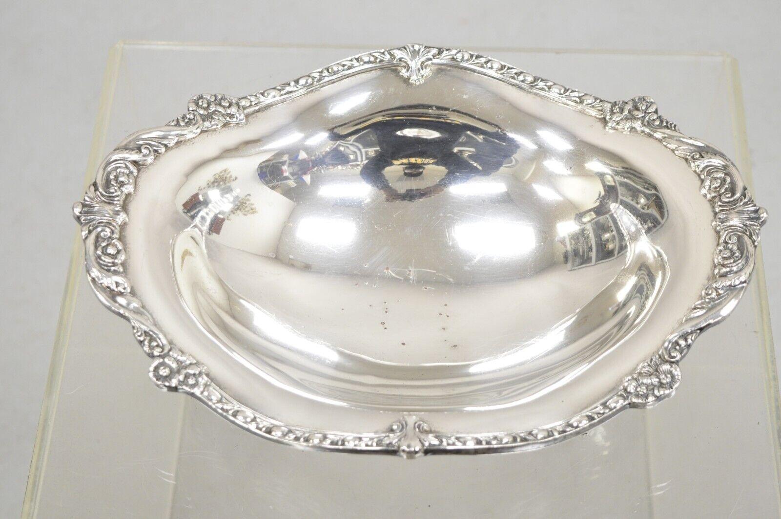 20th Century Vintage Sheridan Victorian Style Silver Plated Footed Scalloped Oval Fruit Bowl