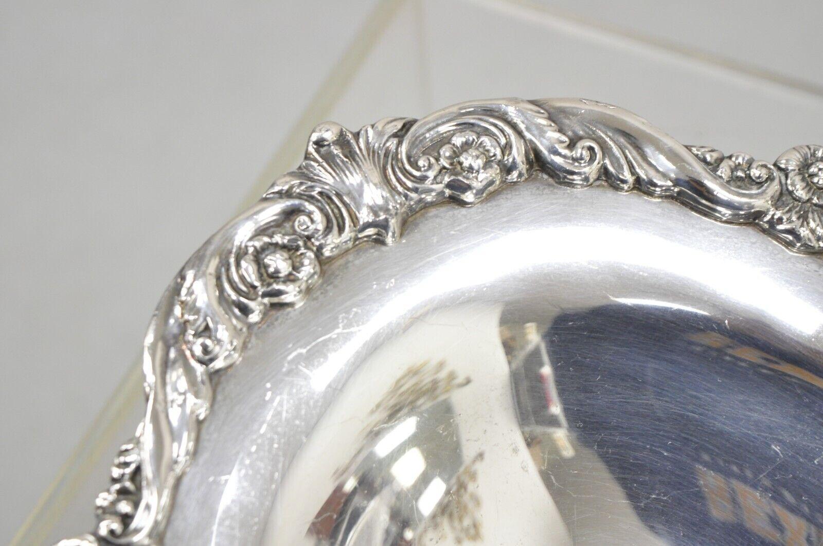 Vintage Sheridan Victorian Style Silver Plated Footed Scalloped Oval Fruit Bowl 1