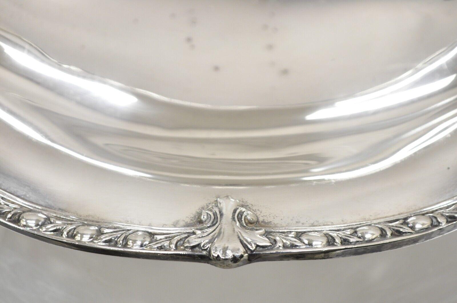 Vintage Sheridan Victorian Style Silver Plated Footed Scalloped Oval Fruit Bowl 2