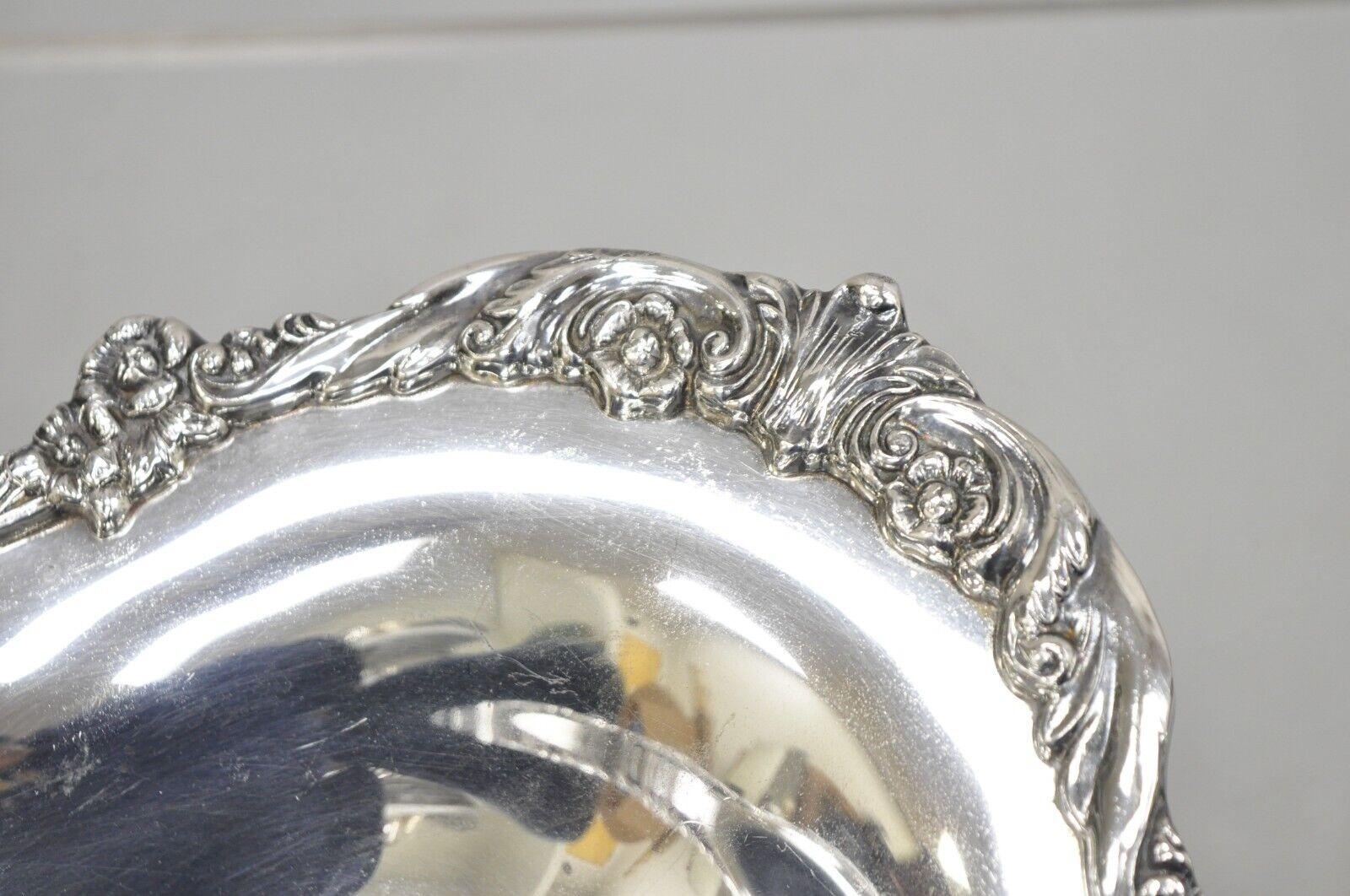 Vintage Sheridan Victorian Style Silver Plated Footed Scalloped Oval Fruit Bowl 4