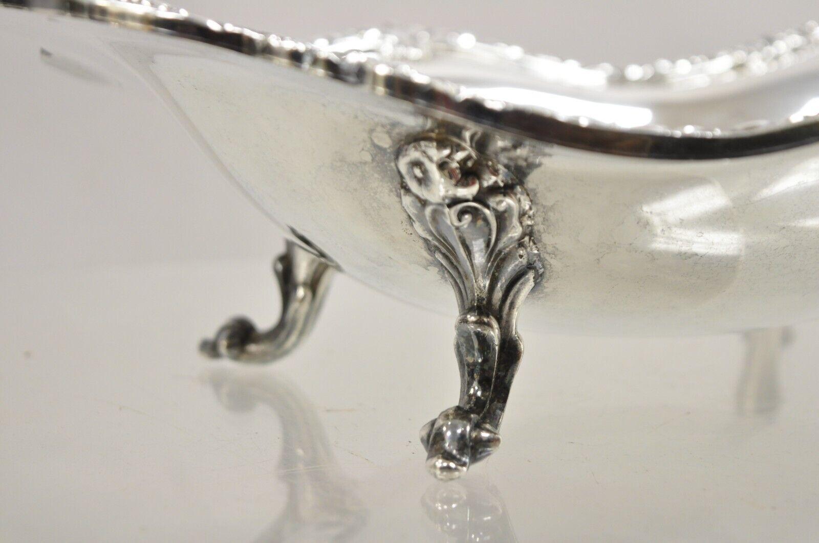 Vintage Sheridan Victorian Style Silver Plated Footed Scalloped Oval Fruit Bowl 5