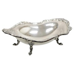Vintage Sheridan Victorian Style Silver Plated Footed Scalloped Oval Fruit Bowl