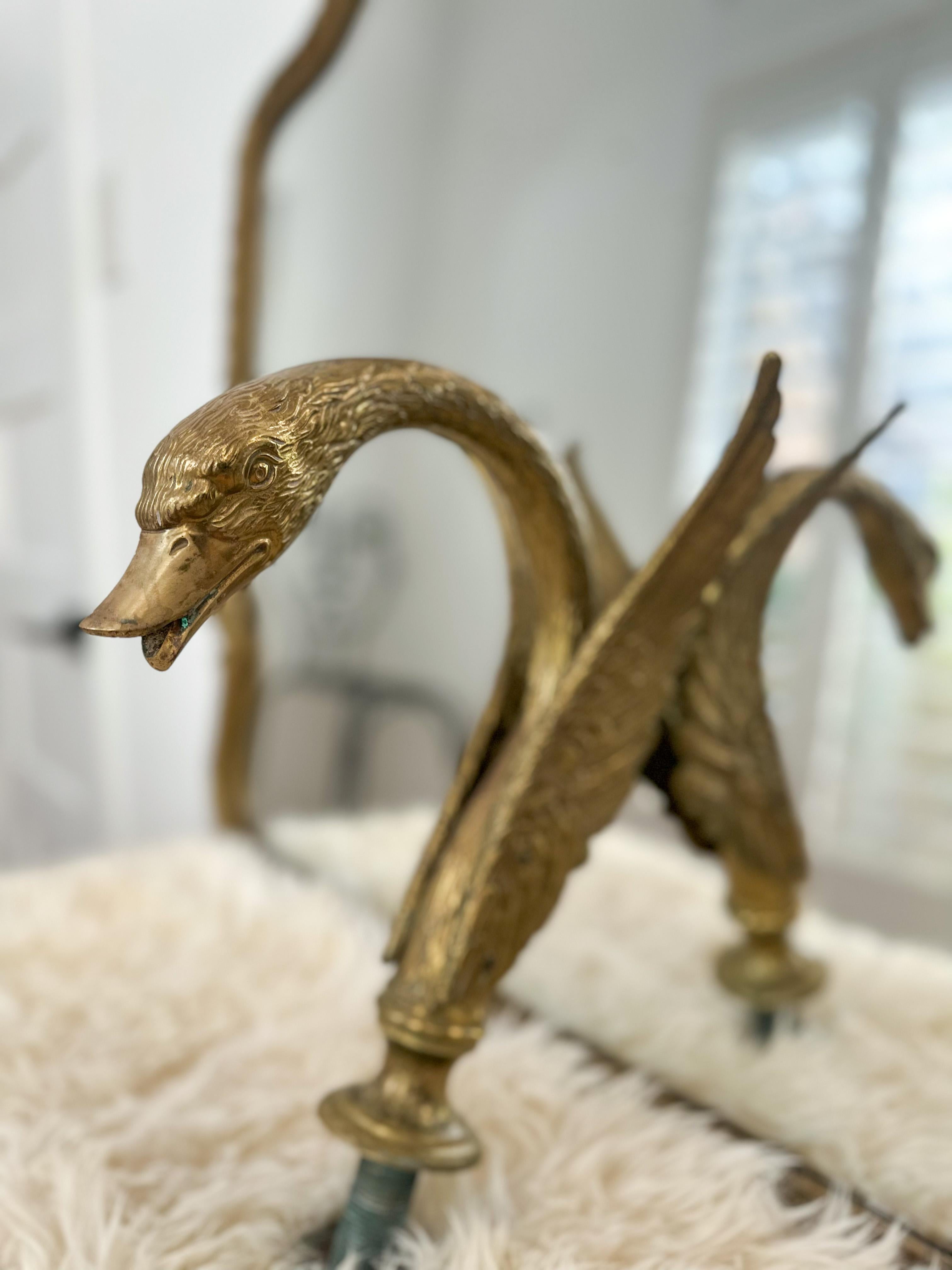 Hollywood Regency Vintage Sherle Wagner Brass Swan Tub Spout For Sale