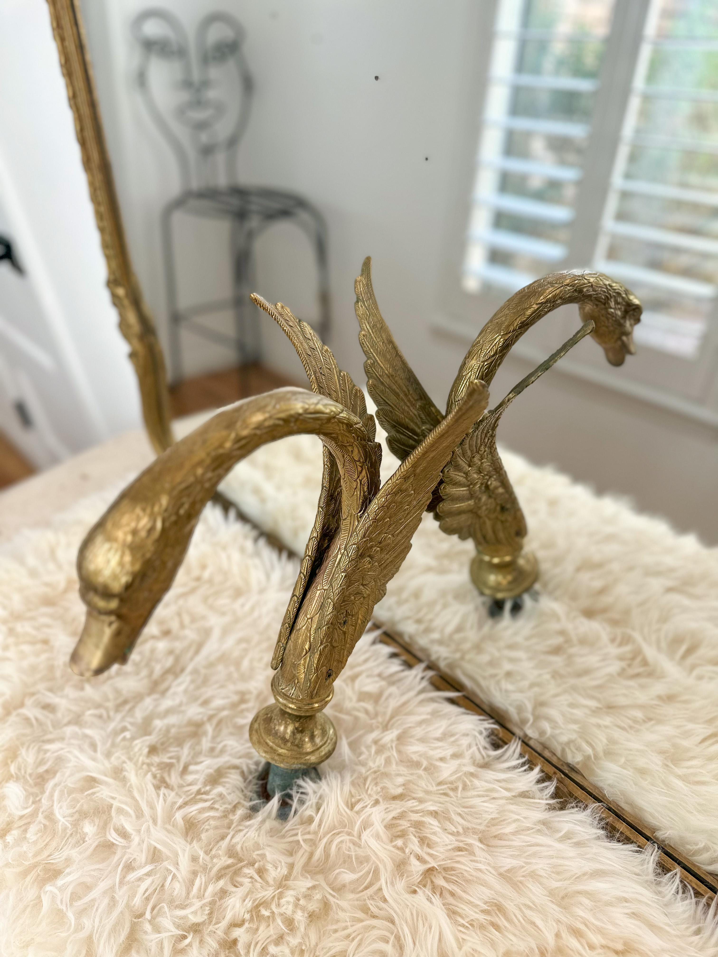 North American Vintage Sherle Wagner Brass Swan Tub Spout For Sale