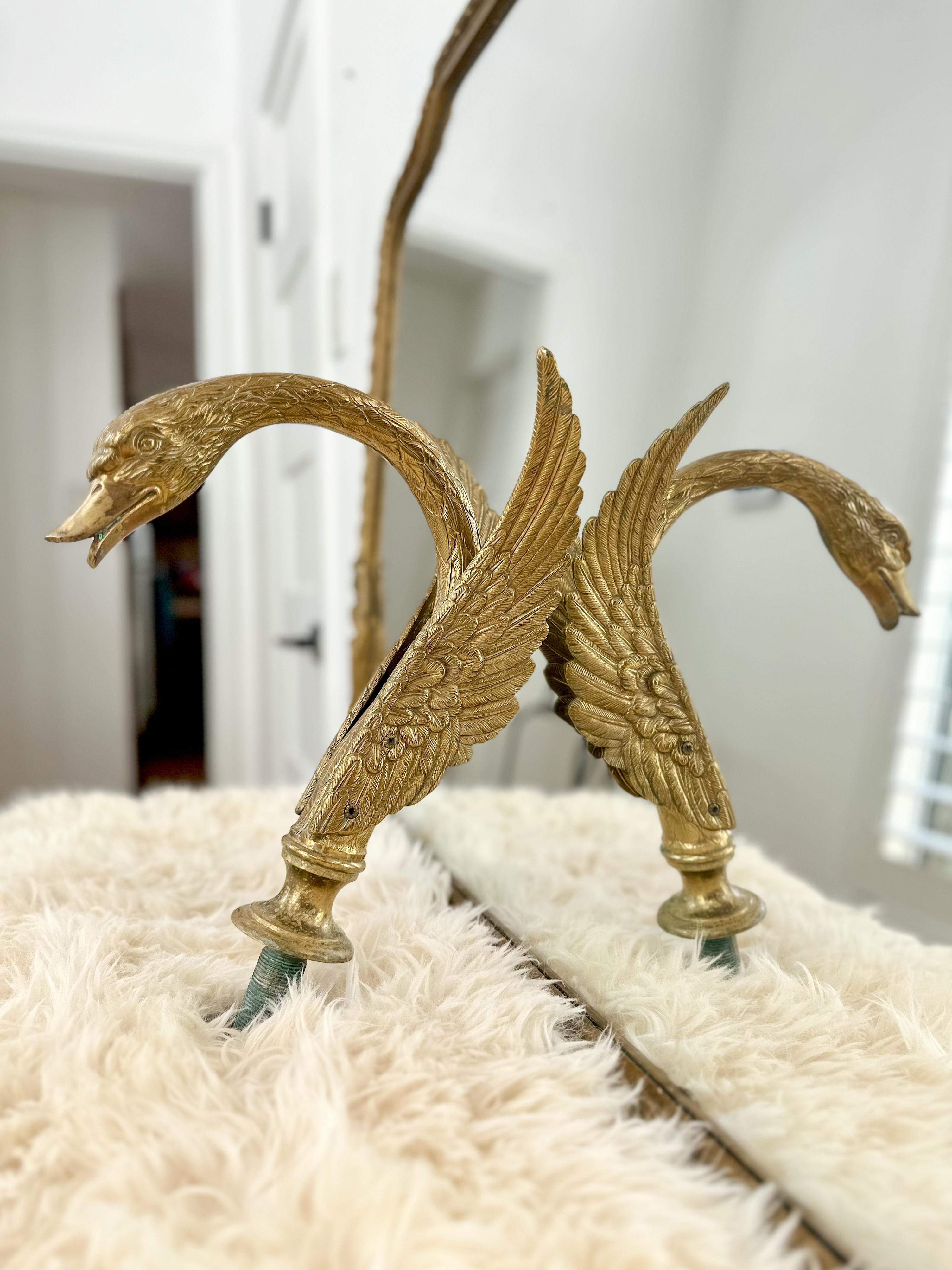 Vintage Sherle Wagner Brass Swan Tub Spout In Good Condition For Sale In Houston, TX