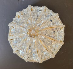 Vintage Sherle Wagner Gold Crystal Bead Basket Ceiling Light Flush Mount Fixture (luminaire de plafond à montage affleurant)