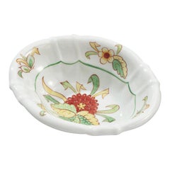 Antique Sherle Wagner Hand Painted Scalloped Ceramic Soap Dish Mums Bouquet