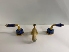 Vintage-Armaturenset von Sherle Wagner aus Lapislazuli und vergoldetem Metall, inklusive Griffe und Abfluss