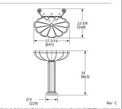 Vintage Sherle Wagner Onyx Sculptural Pedestal Sink, Seashell Rose Marble Stone