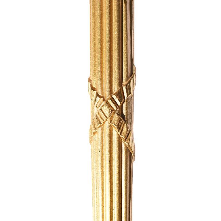 Beautiful leg fixture by Sherle Wagner. This piece is from Sherle Wagner's Ribbon & Reed collection and is in gorgeous gold. The piece features a ribbon motif surrounding a reed leg. Ornamental elements on both the top and bottom. Updating a