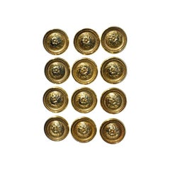 Vintage Sherle Wagner Round Beaded Gold Cabinet Knobs or Drawer Pulls, 1970s