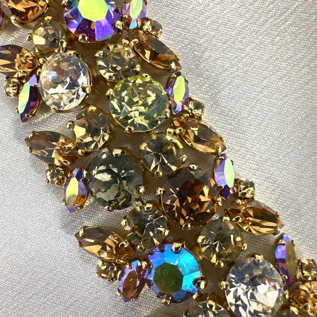Art Deco Vintage Sherman Multi-Color Rhinestone Bracelet