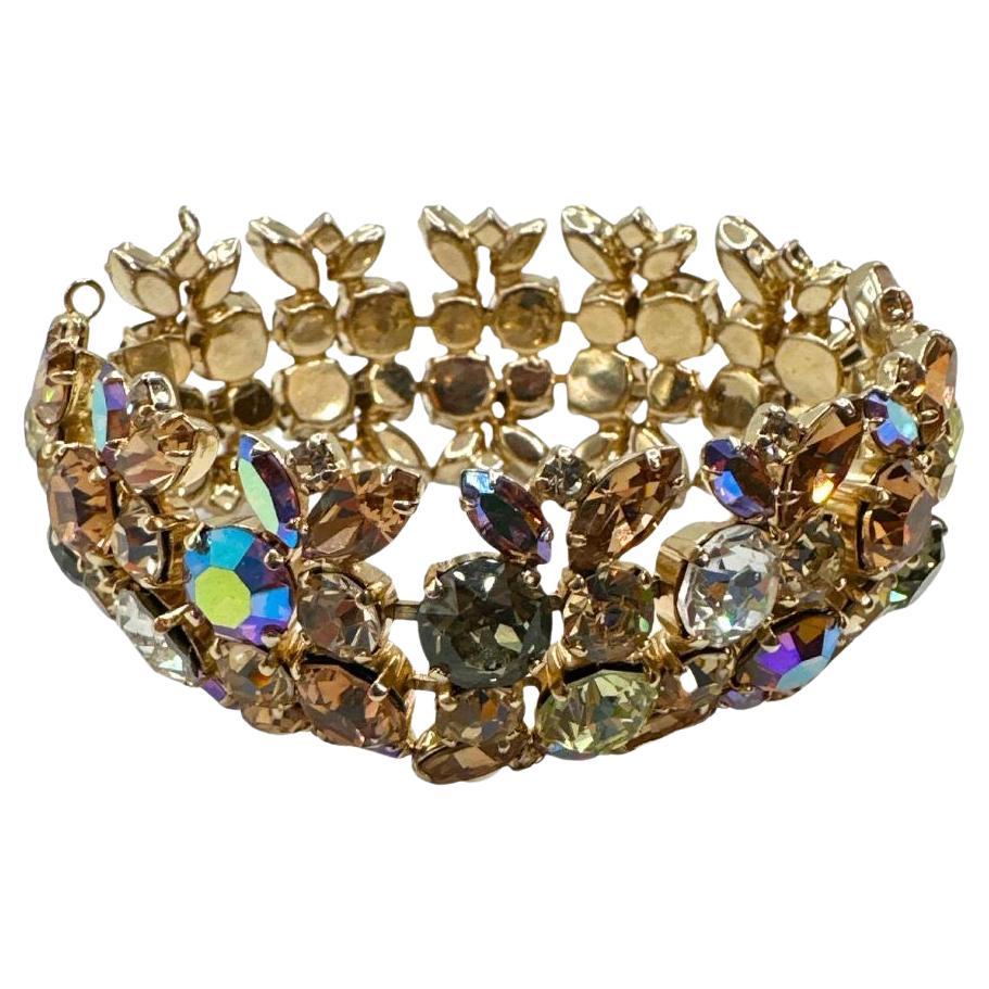 Vintage Sherman Multi-Color Rhinestone Bracelet For Sale