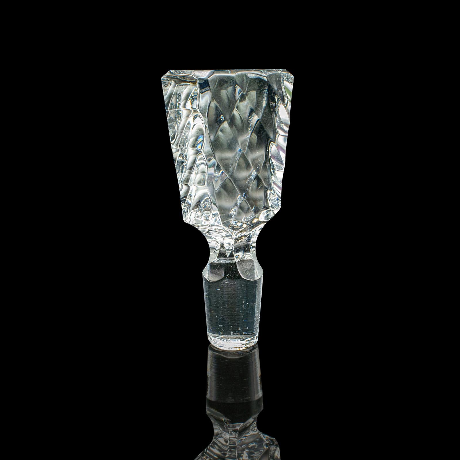 Decantador de Jerez Vintage, Inglés, Cristal Tallado, Recipiente para Aguardiente, Vino, C.1970 en venta 3