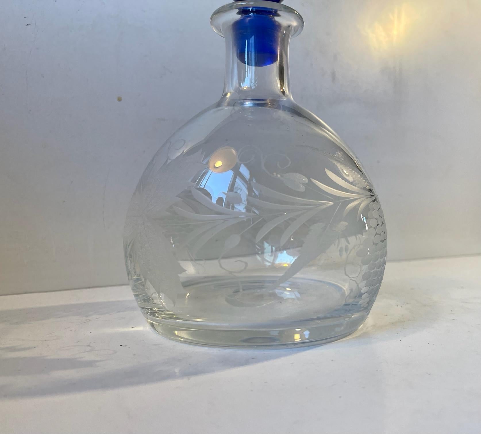 Carafe Sherry vintage en verre gravé et buriné d'Orrefors, années 1960 Bon état - En vente à Esbjerg, DK
