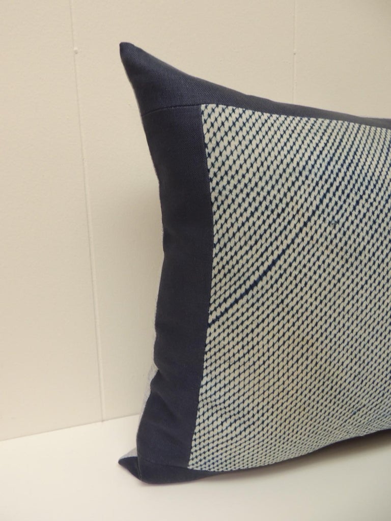 Vintage Shibori Asian Blue And White Decorative Bolster Pillow For