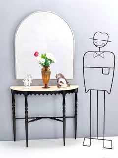 Vintage Minimal Shield Shaped Wall Mirror with a Steel Frame, Italy
