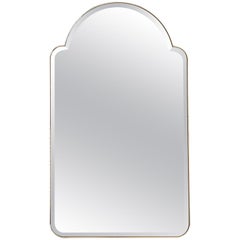 Vintage Shield Shaped Wall Mirror with Brass Frame, Italy, 1980s