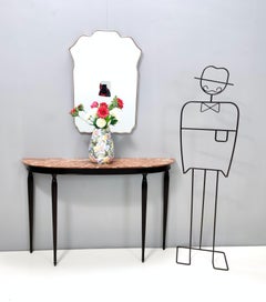 Vintage Shield Shaped Wall Mirror with Brass Frame, Italy