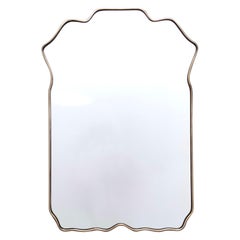 Vintage Shield Shaped Wall Mirror with Brass Frame, Italy