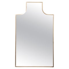 Vintage Shield Shaped Wall Mirror with Brass Frame, Italy