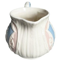 Vintage Ship Motif Ceramic Creamer Pitcher in Blue and Pink - Japan