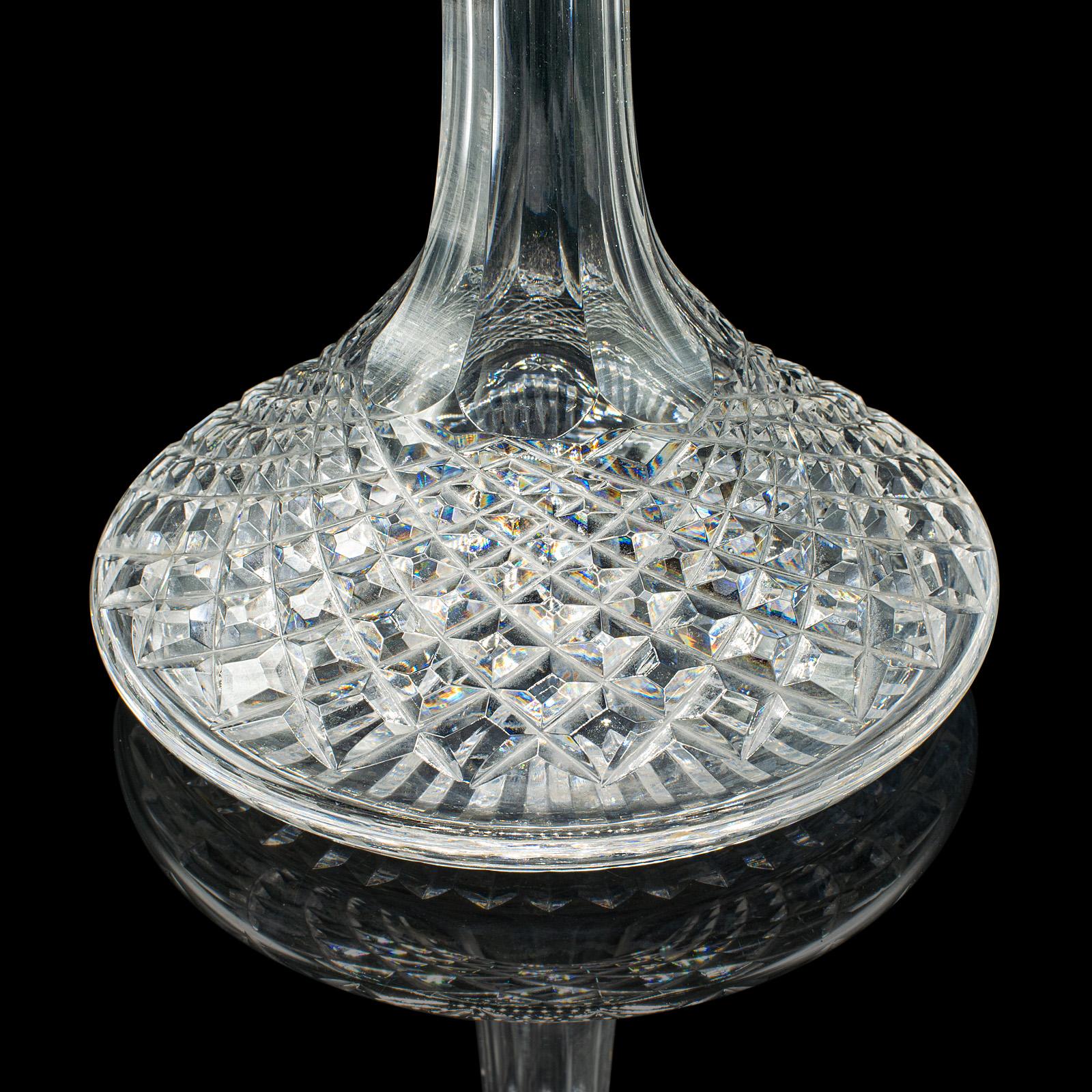 Vintage Ship’s Decanter, English, Crystal Glass Wine Vessel, Mid Century, C.1960 For Sale 4