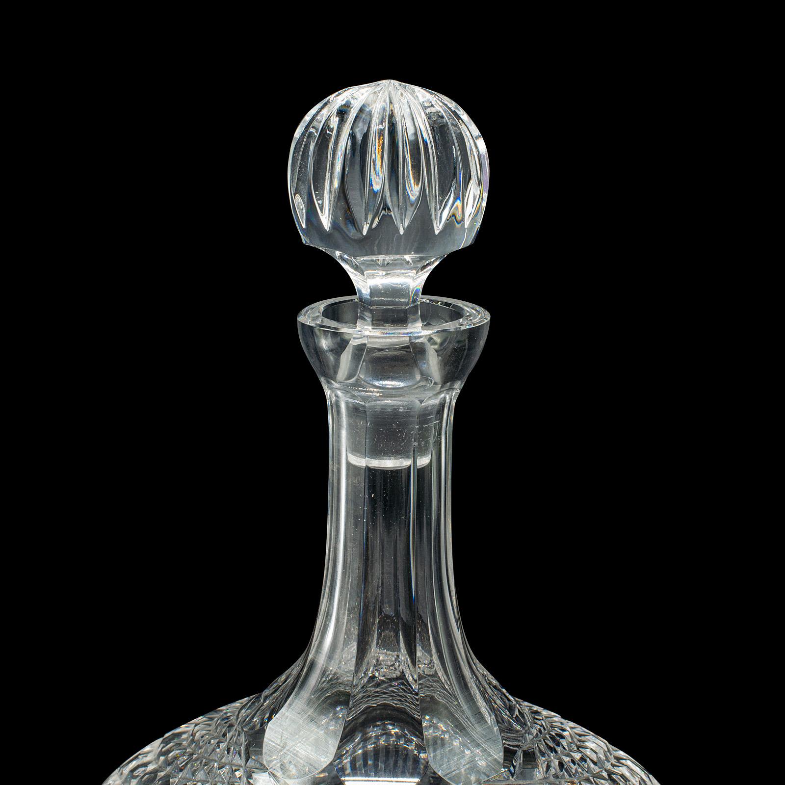 Vintage Ship’s Decanter, English, Crystal Glass Wine Vessel, Mid Century, C.1960 For Sale 1