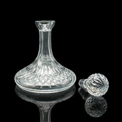 Carafe de bateau vintage anglaise, verre de cristal taillé, vin, spiritueux, milieu du siècle dernier