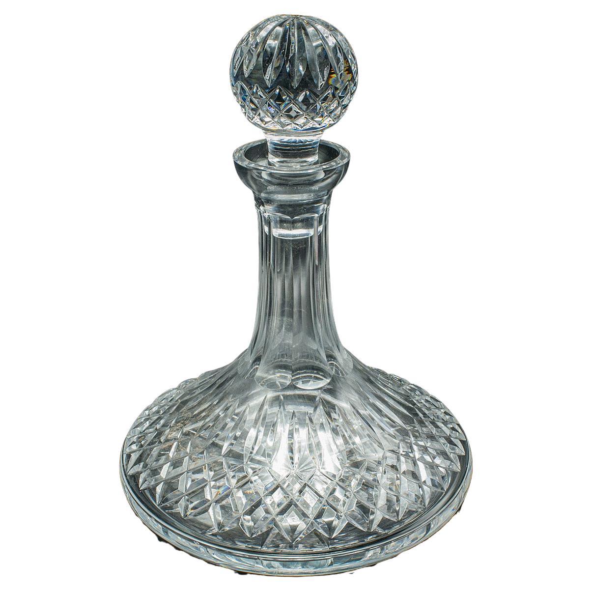 Vintage Ship's Merlot Decanter, English Crystal Glass, Wine, Spirit, Mid Century