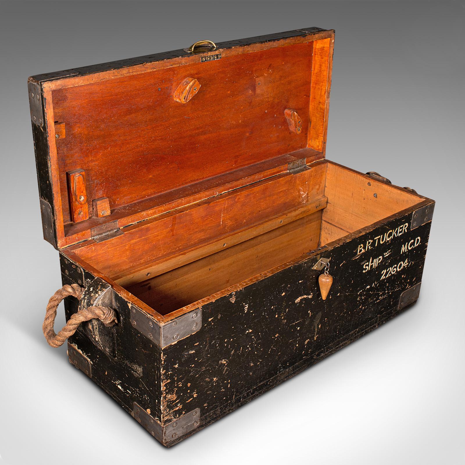 Vintage Shipwright's Tool Chest, English, Cedar, Pine, Craftsman's Trunk, C.1940 For Sale 2