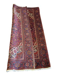 Vintage Shiravian Heriz - Tribal Persian Serapi - Dark Maroon / Purple , Cream
