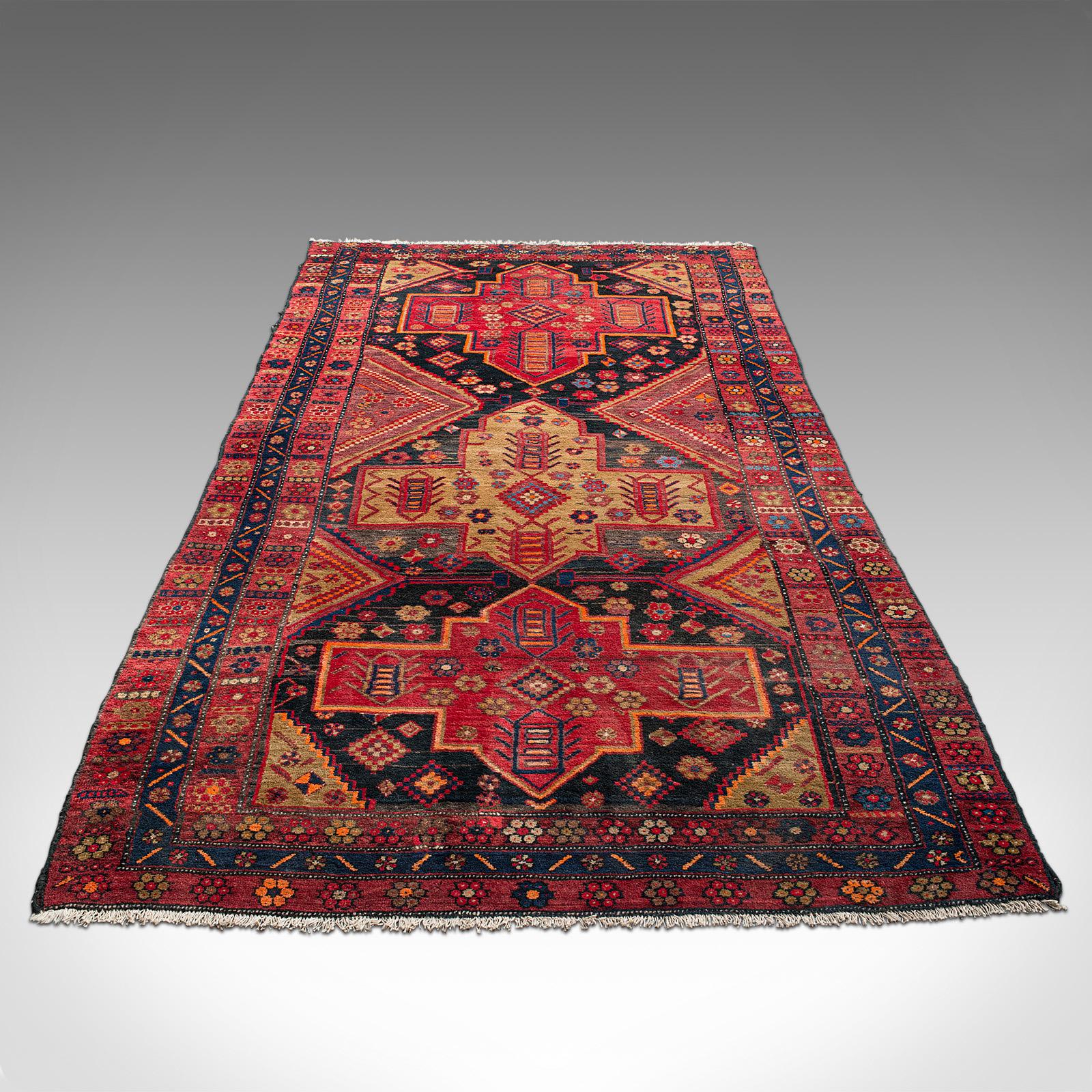 Textile Vintage Shiraz Decorative Rug, Persian, Woven, Hall, Lounge Carpet, Circa 1940 For Sale