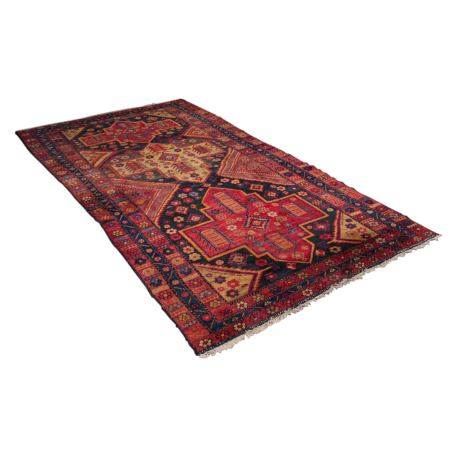 Vintage Shiraz Decorative Rug, Persian, Woven, Hall, Lounge Carpet, Circa 1940