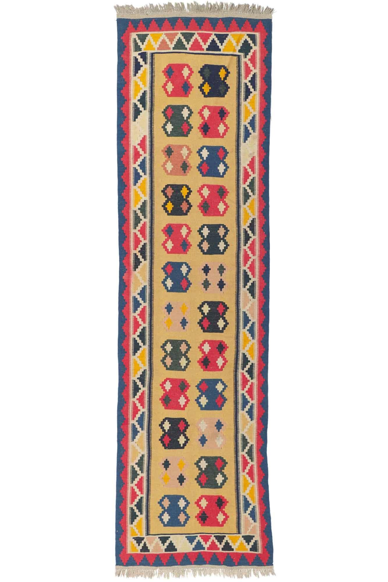Bunt persischer Shiraz-Kelim-Läufer des späten 20. Jahrhunderts, Vintage im Angebot 2