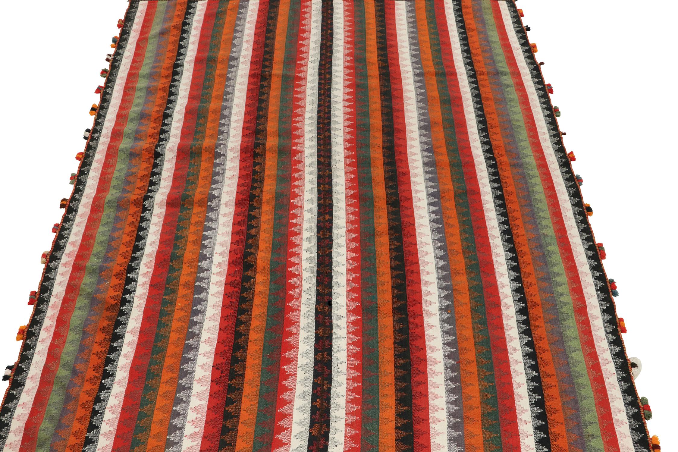 Tribal Vintage Shiraz Persian Kilim Rug in Polychromatic Stripes by Rug & Kilim For Sale