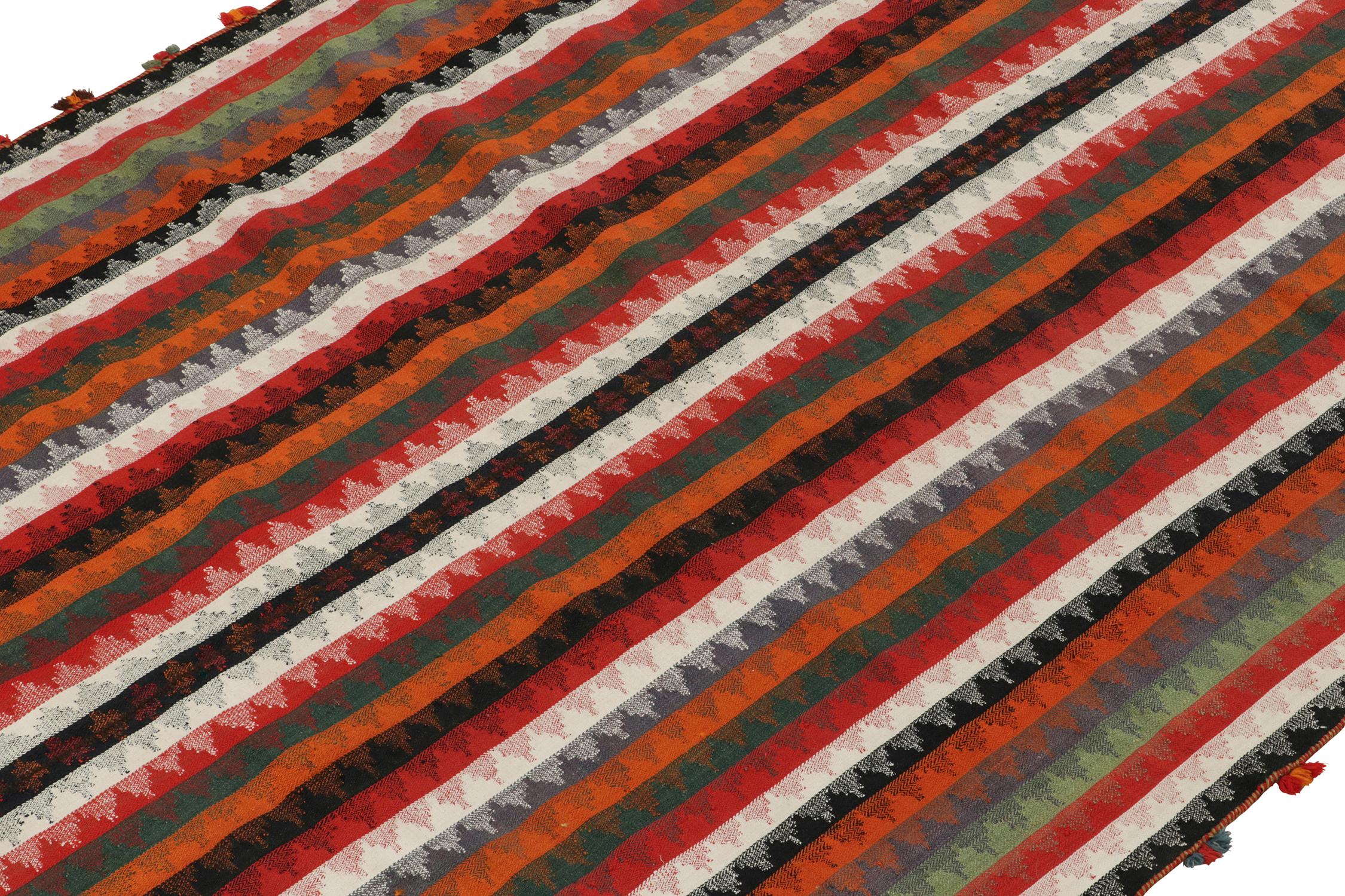 Hand-Knotted Vintage Shiraz Persian Kilim Rug in Polychromatic Stripes by Rug & Kilim For Sale